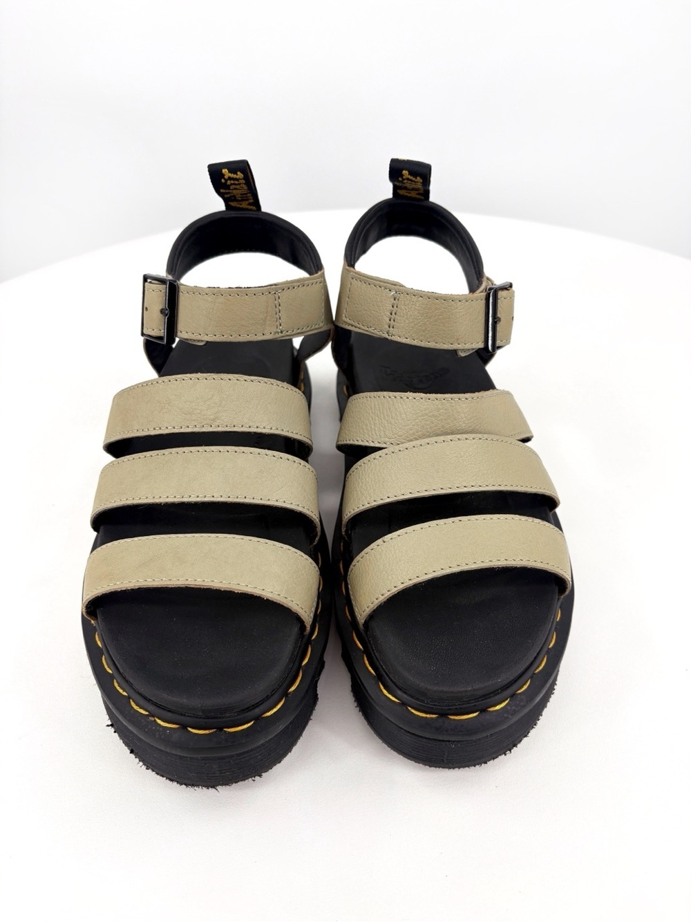 DR. MARTENS Blaire Beige Leather Platform Lug Sole Sandals 9 - Picture 6 of 15